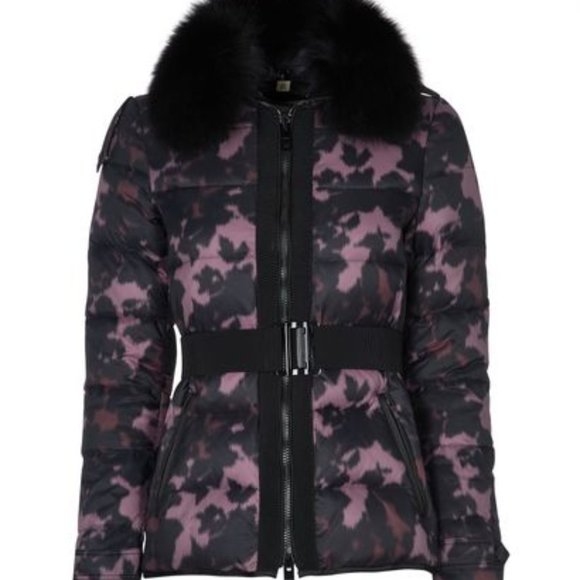 $1595 Burberry London Belted Fox Fur Puffer Down Jacket Coat Dusky Mauve ( 4 ) - Picture 2 of 13